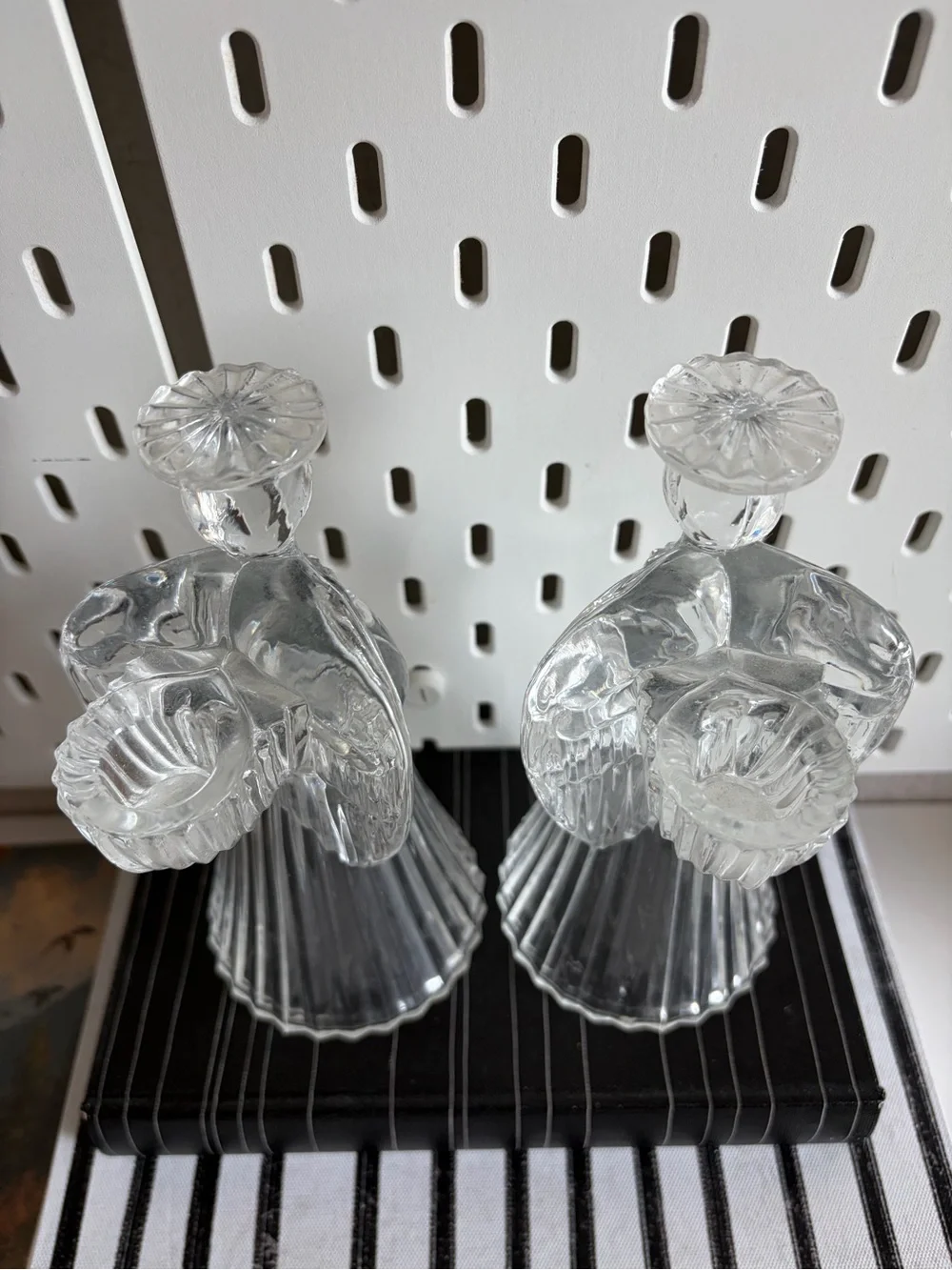 Lead Crystal Clear Angel Candle Holders - Pair